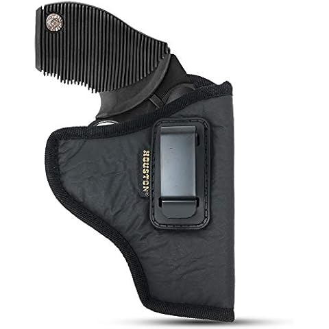 IWB Revolver Holster by Houston - ECO LEATHER Concealed Carry Soft - Suede Interior for Maximum Protection - FITS: Revolvers K, L, M & N Frames - Taurus Judge - 5 & 6 Shots - 2.5" to 3" Barrel (Right) Cover