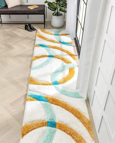 Image of Contemporary Shaggy Carpet Runner - 2x5 ft Fluffy Rug for Entryways and Bedrooms, Ideal for Modern and Urban Interiors