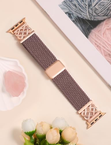 Image of TOYOUTHS Braided Magnetic Band Compatible with Apple Watch Bands 38 /40 /41 /42 /44 /45 /46 /49mm Women Men, Dressy Celtic Metal Stretchy Elastic Strap for iWatch Series 11 10 9 8 7 6 5 4 SE /Ultra 3 2 1