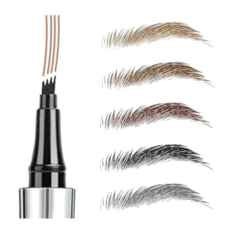 5 Colors Hair-like Strokes Eyebrow Pen, Mimics Natural Eyebrow Liquid Microfilling, Eye Brow Makeup by “Linble” (#4 Black) Cover