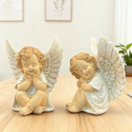 Figura Ángel Decorativa de Resina 4.05x3.62x4.88 in miniatura 3