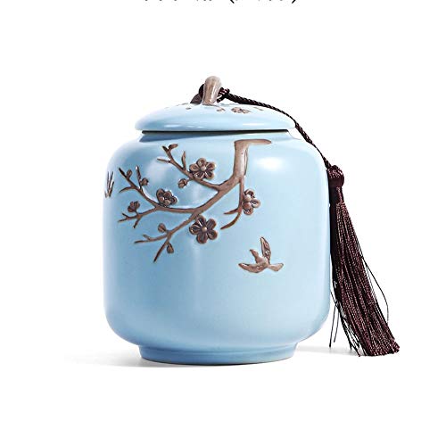 Urnas decorativas La cremación urna cenizas estilo sencillo japonesa de ciruela cenizas bote frasco sellado Smooth Mini funeraria Urna cenizas Display Entierro en el hogar o la oficina de la decoració Cover