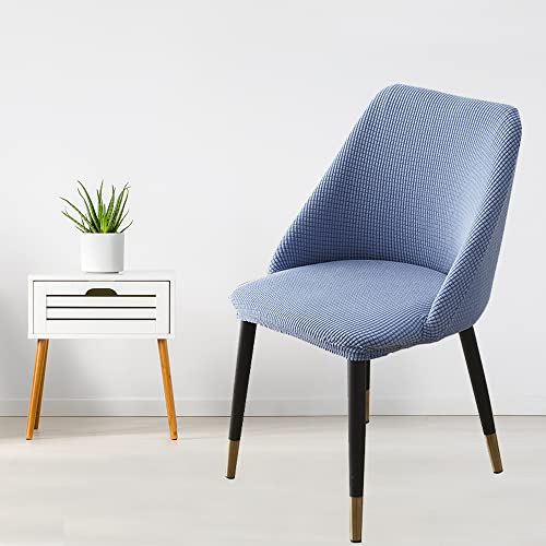 Itfro Set Of 2 Stretch Jacquard Mid Century Modern Dining Chair Slipcover Armless Curved Accent Chair Cover Blue Kitchen Chair Seat Protector For Hotel Party (Blue, Set Of 2) #TOP1