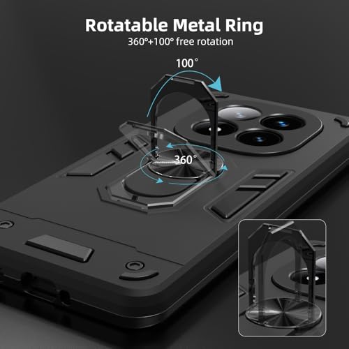 Image of NDCOM for Redmi Note 14 Pro Plus Back Cover | Premium Protective Redmi Note 14 Pro Plus 5G Back Cover | Shockproof Ring Holder Case