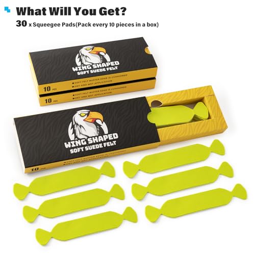 Image of Gomake Vinyl Squeegee Buffer 30PCS Pre-Cut Felt for Window Tint Wet or Dry Vinyl /PPF Application (Green)