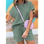 Dokotoo Women's 2 Piece Outfits Sweatsuit Casual Short Sleeve Pullover Tops and Drawstring Shorts Pants Lounge Sets - Image 2