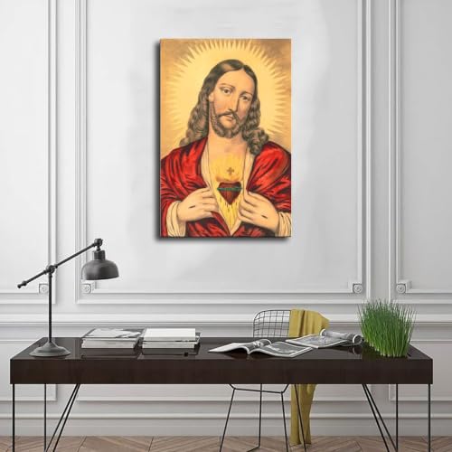 Sacré-Cœur de Jésus impression sur toile 50x75 cm décoration murale chrétienne