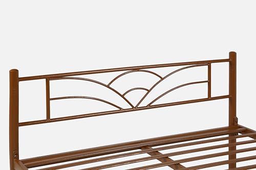 Image of Zyra Metal Queen Size Bed Without Storage | Wrought Iron Double Bed with Headboard & Footboard | Sturdy Powder Coated Platform Bed Queen Size Cot for BedroomLivingRoom Brown (75x60)