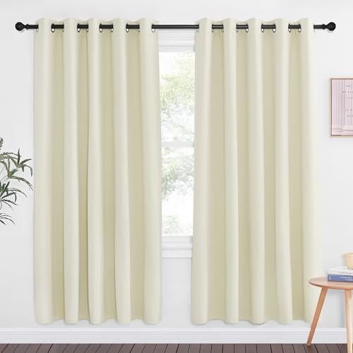 NICETOWN Beige Blackout Curtains for Bedroom 72 Inches Long, Thermal Insulated Room Darkening Grommet Window Curtains for Living Room Nursery, 66 inch x 72 inche, 1 Panel