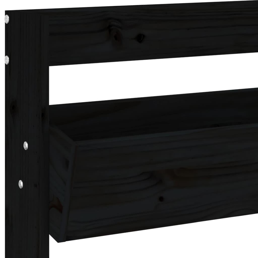 Wand-Pflanzkübel 3 Fächer 60x18,5x110 cm Schwarz Massives Kiefernholz Vertikaler Blumentopf für Balkon Garten und Terrasse Robustes Design mit Große Pflanzfläche