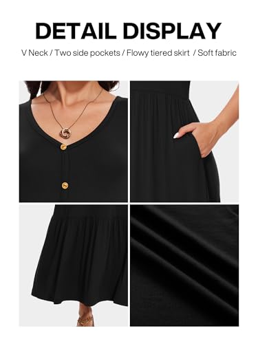 Image of VIISHOW Women's Short Sleeve Maxi Dress 2026 Summer V Neck Knit Loose Plain Empire Waist Casual Dresses with Pockets