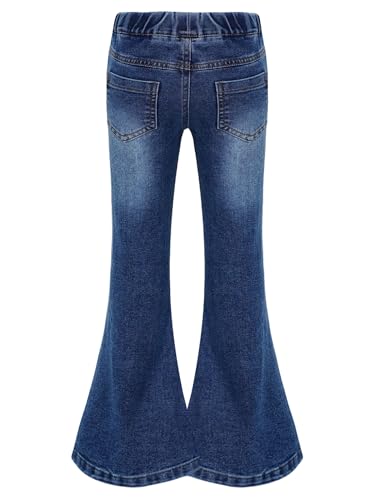 Girls Flared Jeans for Teens Elastic Waist Stretch Bell Bottom Denim Long Pants with Pockets2