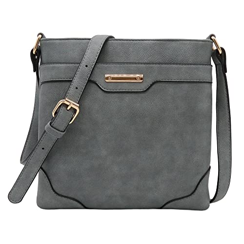Image of Medium Size Solid Modern Classic Crossbody Bag with Gold Plate
