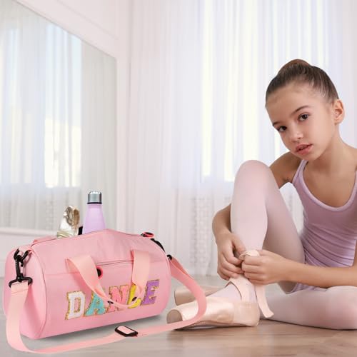 Image of Dance Ballet Bag for Girls Sport Gym Duffle Bags Overnight Travel Bags Fun Dance Workout Duffel Bag Toddler Cute Bag for Dancers, Girls, Teens, Student Athletes