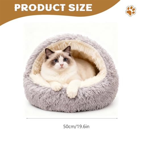 Katzenbett Flauschig Katzendecke, 50cm Kätzchenbett für Kleine Katzenhöhle, Gemütlich Katzenbett für große Katzenkätzchen Washbar Hundehaus, Weiches Plüsch Warm Winter Haustierbett für Katzen Hunde