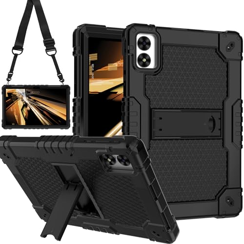 Doemoil Case for Vortex ZTAB10/Vortex T10M PRO 10.1 inch Tablet Hybrid Shockproof Firendly Case Built in Kickstand Shoulder Strap for Vortex ZTAB 10/Vortex T10M PRO 10.1 inch Tablet (Black/Black)