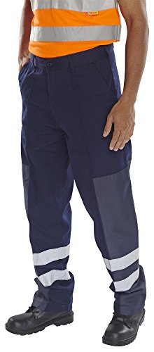Pantalon bleu marine haut de gamme en poly-coton et empiècements nylon 42