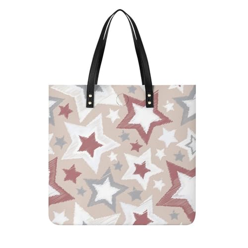 Sac shopper femmes étoiles rouge gris grand sac de cabine pliable 39x39cm pour longs trajets