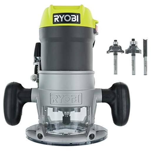 Ryobi R1631K 1-1/2 Peak HP 8.5 Amp LED Lit Corded Router Including 3 Piece Bit Set (w/ Tool Bag)