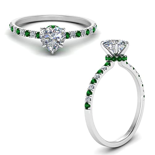 Image of Choose Your Gemstone Hidden Halo Petite Diamond CZ Ring Sterling Silver Heart Shape Halo Engagement Rings Everyday Jewelry Wedding Jewelry Handmade Gifts for Wife US Size 4 to 12