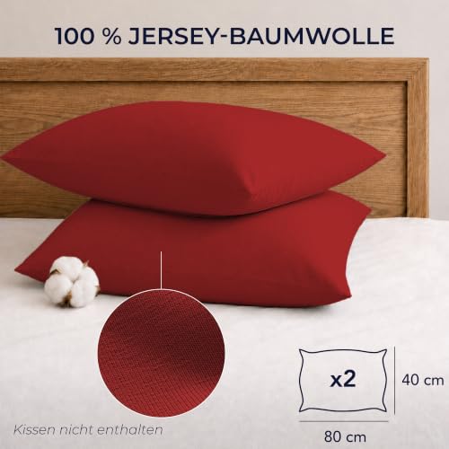 Dreamzie - Kissenbezug 40 x 80cm - 2er Set - 100% Baumwolle - Rot – Ansicht 2