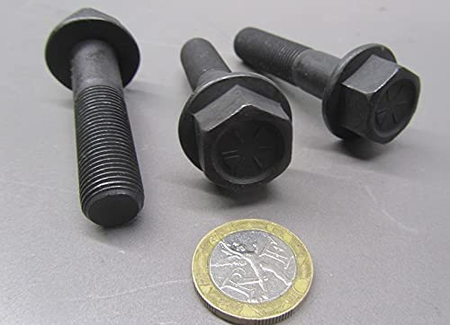 Grade 8 Black Oxide Steel Flange Bolts PT 1/2"-20 Thread x 2.25" Length 10 Pcs