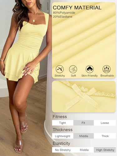 Women's Square Neck Ruffle Mini Dresses Ruched Waist Slim Sleeveless Corset Dress for Women Summer Short Party Dress4