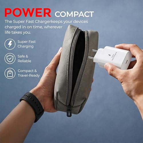Image of MAK 25W Charger for Samsung Galaxy M14 Snapdragon 5G Type C Charger Adapter Compatible with M14 Snapdragon 5G Charger, 25 Watt USB Type C to C Pd Charging Adapter C Type, White