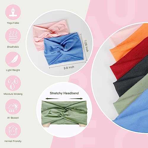Image of Tobeffect Wide Headbands for Women, 7'' Extra Large Turban Headband Boho Cloth Hairband Colorful Hair Twisted Knot Accessories, 6 Pack