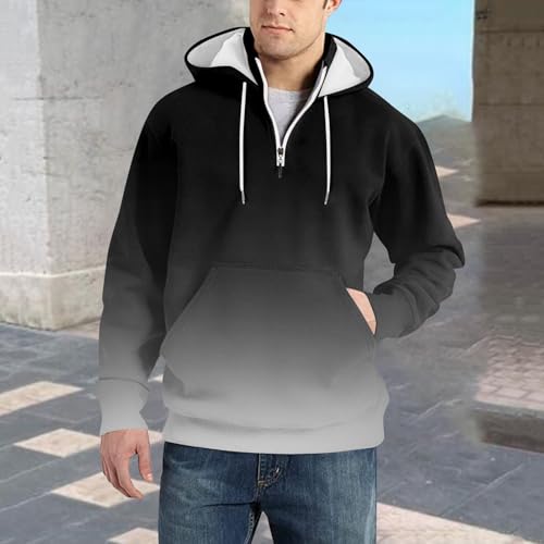 Ymosrh Men's Causal Hoodies, Athletic Workout Long Sleeve Gradient Color Pullover Hooded Sweatshirts with Pocket, M-4XL3