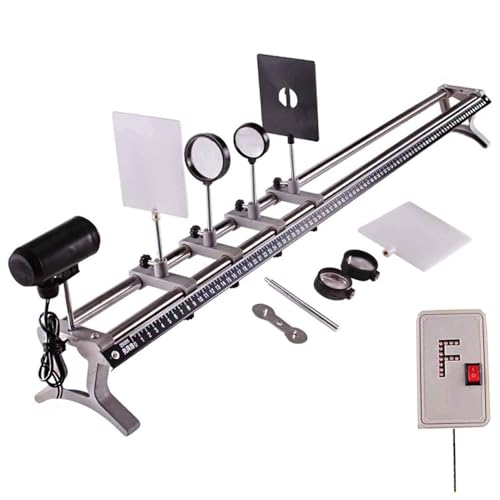 Leggero e preciso banco ottico a barre parallele con scala, include un set di accessori per esperimenti con lenti e specchi