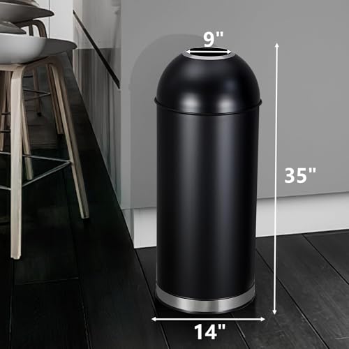 Image of 65L /17 Gallon Heavy Duty Stainless Steel Tall Commercial /Kitchen Trash Can, Round Open Top Waste Bin for Indoor and Outdoor, Durable Garbage Bin for Home Office Restaurant