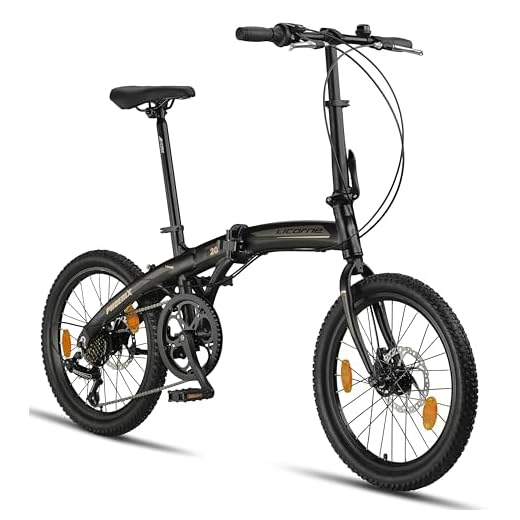 Licorne Bike Phoenix 2D Cross Bicicleta plegable de aluminio de 20 pulgadas, freno de disco, freno de disco, bicicleta plegable para hombre y mujer, 7 marchas, cambio de cadena, bicicleta de ciudad