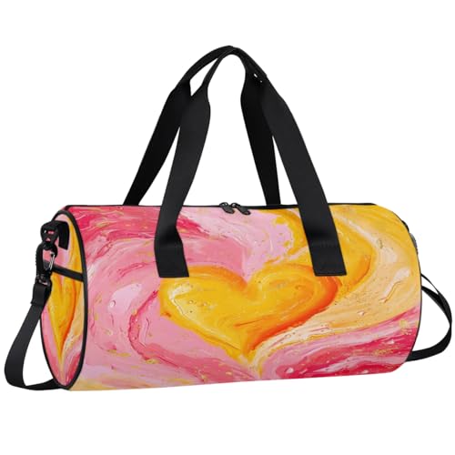 Heart Oil Paint Travel Gym Bag Waterproof Sport Dance Bag for Women Men Portable Gymnastics Duffel Bags Canvas Tote Carry on Handbag for Workout Overnight Weekender