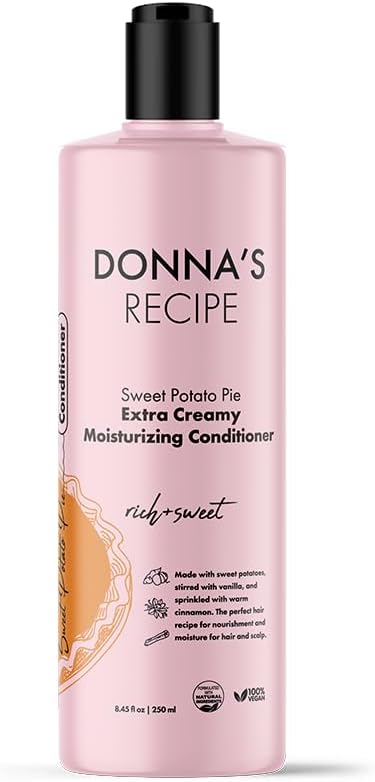 Donna’s Recipe by Tabitha Brown | Condicionador hidratante extra cremoso para torta de batata doce – Sem sulfatos, hidratação de beta-caroteno, vegano, 236 ml