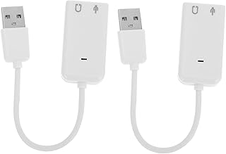 CAXUSD 2pcs Sound Card for PC External Sound Card for Laptop External Audio Card External Sound Card for PC Free Drive Sound Card Durable Sound Card Independent Sound Card Desktop White