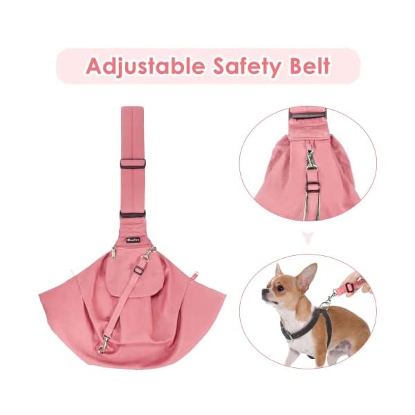 Lukovee-Pet-Sling-Hand-Free-Dog-Sling-Carrier-Adjustable-Padded-Strap-Tote-Bag-Breathable-Cotton-Shoulder-Bag-Front-Pocket-Safety-Belt-Carrying-Small-Dog-Cat-Puppy-Machine-Washable Breathable Cotton Shoulder Bag