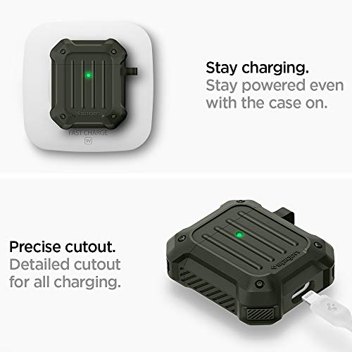 Spigen Tough Armor Designed For Airpods Case Cover For Airpods 1 & 2 [Front Led Visible] - Military Green #TOP5
