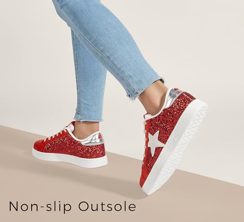 LUCKY STEP Women's Fashion Star Sneaker Lace Up Low Top Comfortable Cushioned Walking Shoes4