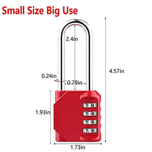 Image of 2.6 Inch Long Shackle Combination Padlock, 4 Digit Resettable Outdoor Waterproof Padlock, Combo Lock for School, Gym,Sports, Employee Locker, Fence, Gate,Toolbox, Case, Hasp Storage