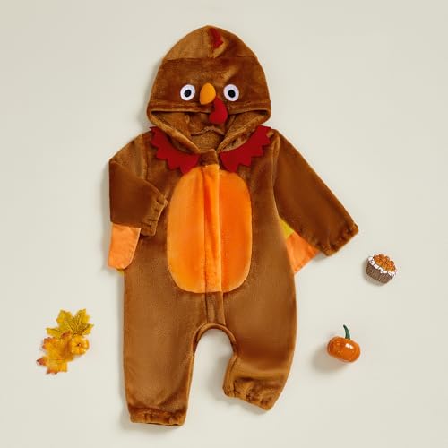 Disfraz para bebé de pavo en fleece con capucha miniatura 2