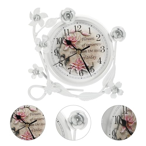 Reloj de escritorio retro europeo blanco en material sintético con agujas silenciosas 6