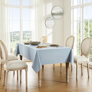ZeeMart Blue Tablecloth, Farmhouse Linen Style Table Cloth Rectangle Table Cloths 60 x 104 Inch Chambray Blue, Wrinkle Resistant Washable Heavy Weight Tight Weave TableCloths ZeeMart Blue Tablecloth Farmhouse Linen Style Table Cloth Rectangle Table Cloths 60 x 104 Inch Chambray Blue Wrinkle Resistant Washable Heavy Weight Tight Weave TableCloths