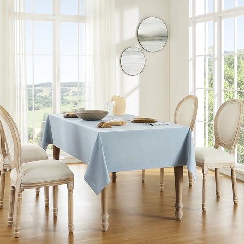ZeeMart-Blue-Tablecloth-Farmhouse-Linen-Style-Table-Cloth-Rectangle-Table-Cloths-60-x-104-Inch-Chambray-Blue-Wrinkle-Resistant-Washable-Heavy-Weight-Tight-Weave-TableCloths ZeeMart Blue Tablecloth Farmhouse Linen Style Table Cloth Rectangle Table Cloths 60 x 104 Inch Chambray Blue Wrinkle Resistant Washable Heavy Weight Tight Weave TableCloths