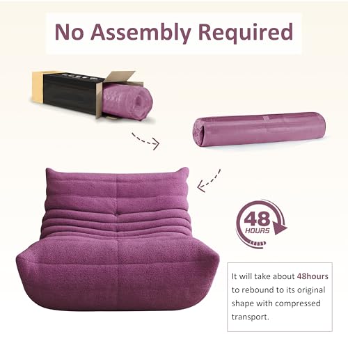 Image of Giant Bean Bag Chair for Adults,Comfy Single Floor Fireside Chair with Memory Foam,Cozy Accent Sofa Couch Boneless Chaise Loungefor Small Room Living Room Bedroom Gaming Room (Purple, Single)