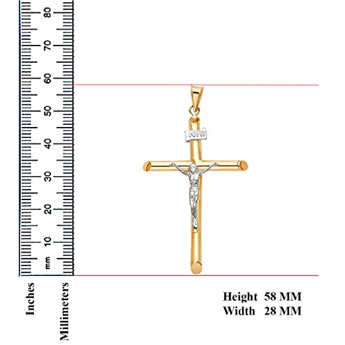 14k Two Tone Gold Religious Crucifix Cross Charm Pendant - 58 X 28 MM Real Gold Jesus Cross Necklace Pendant - Best Gift for Men and Women3