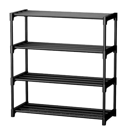 PRIMIZA Shoe Rack, 4-Tier Storage Organizer with PVC and Plastic Connectors, Black-image-16