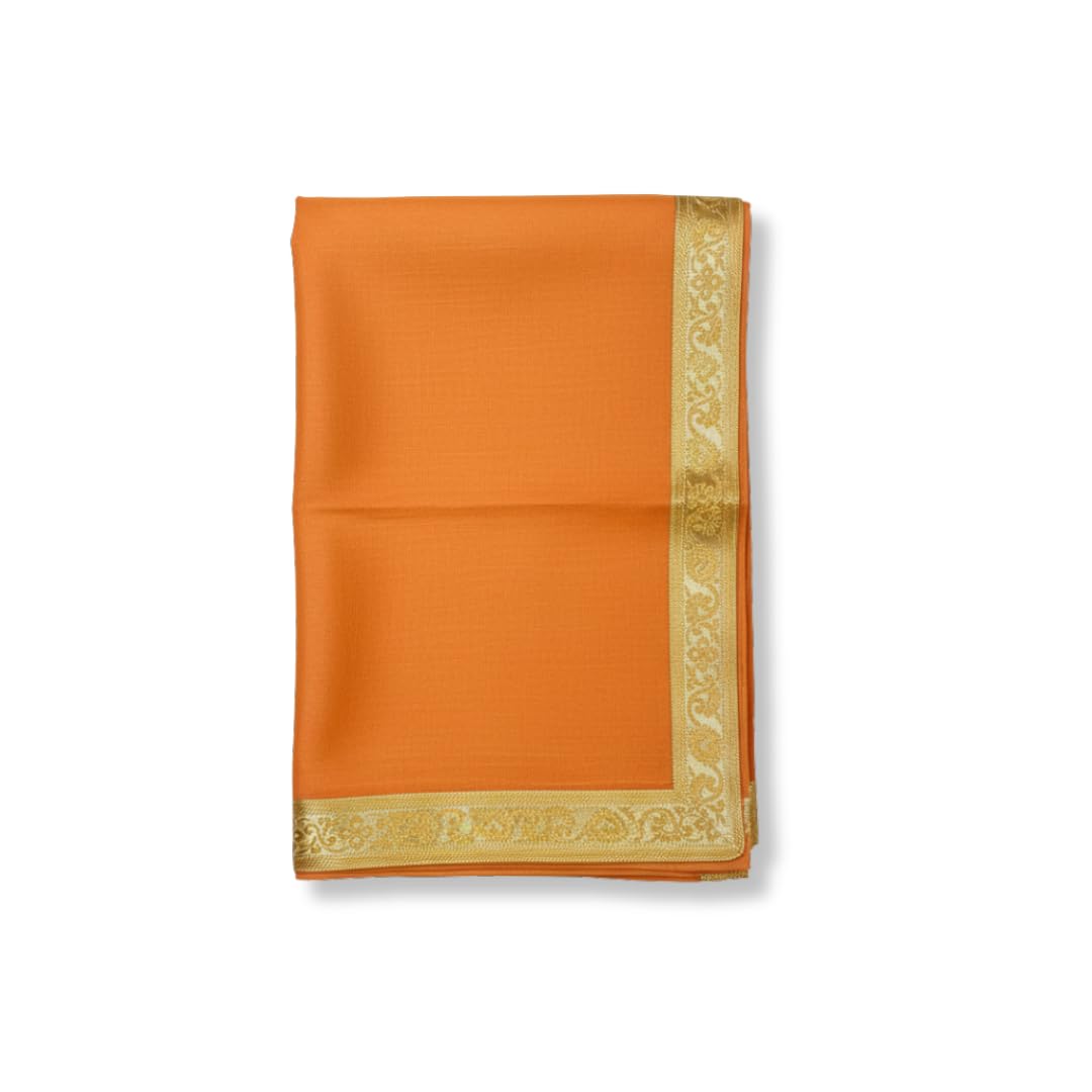 haldi mehendi shaadi Dupion Silk Uparna | White Male Upeni Khes Angavastram for Groom Wedding Pooja Rituals (2.28 mtr, Dupatta Shawl)-picture-54