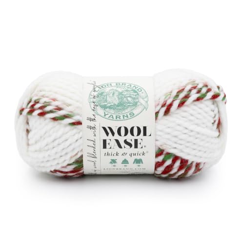 Image of Lion Brand Yarn, Wool-Ease Thick & Quick Yarn Mistletoe, Multicolor, 1 Pack | Super Bulky Wool Acrylic Blend Fiber for Soft Hats, Sweaters, Chunky Blankets, Yarn for Crochet, Knitting, Crafts, Weaving