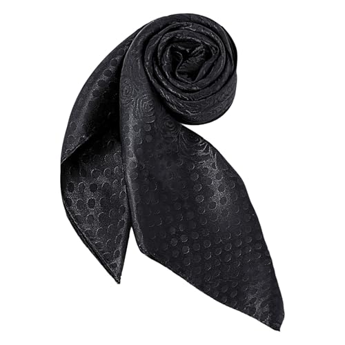 DAMILY Bandana vintage da uomo, in seta, quadrata, estiva, in raso, traspirante, per festival, tinta unita, con motivo, 90 x 90 cm, Nero , 90cm*90cm